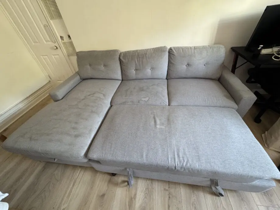 Left Facing Chaise Sofa Bed in Grey Linen
