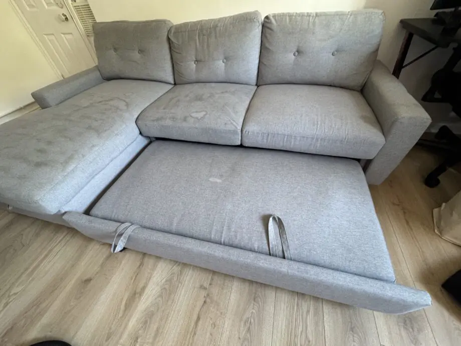 Left Facing Chaise Sofa Bed in Grey Linen