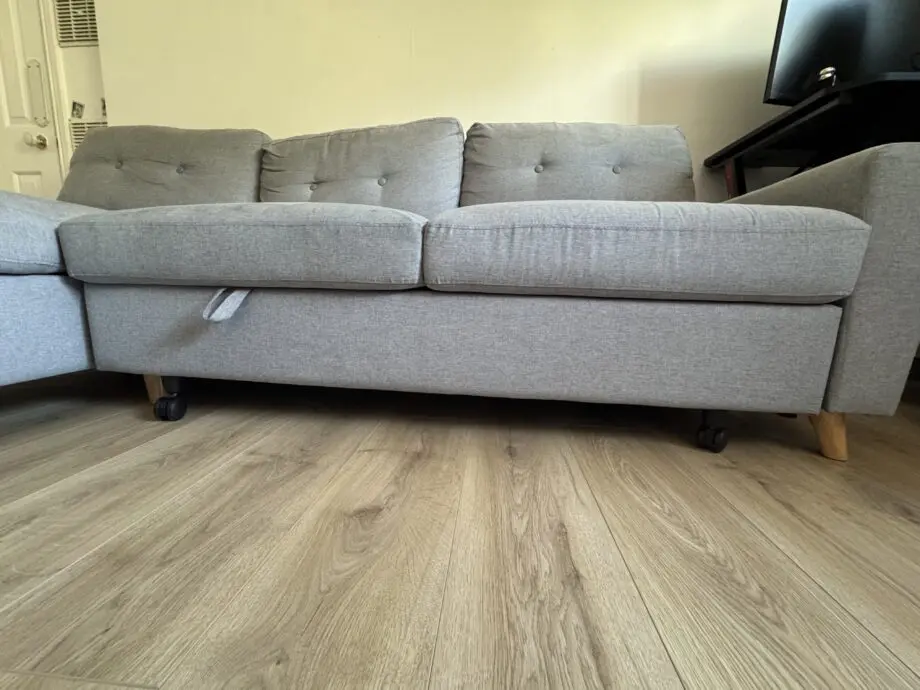 Left Facing Chaise Sofa Bed in Grey Linen