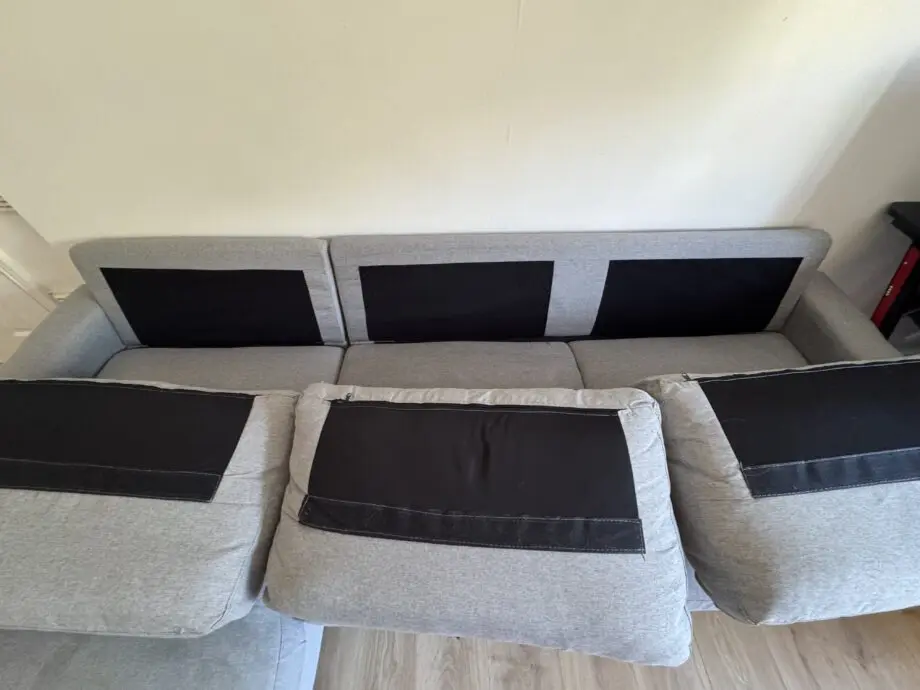 Left Facing Chaise Sofa Bed in Grey Linen