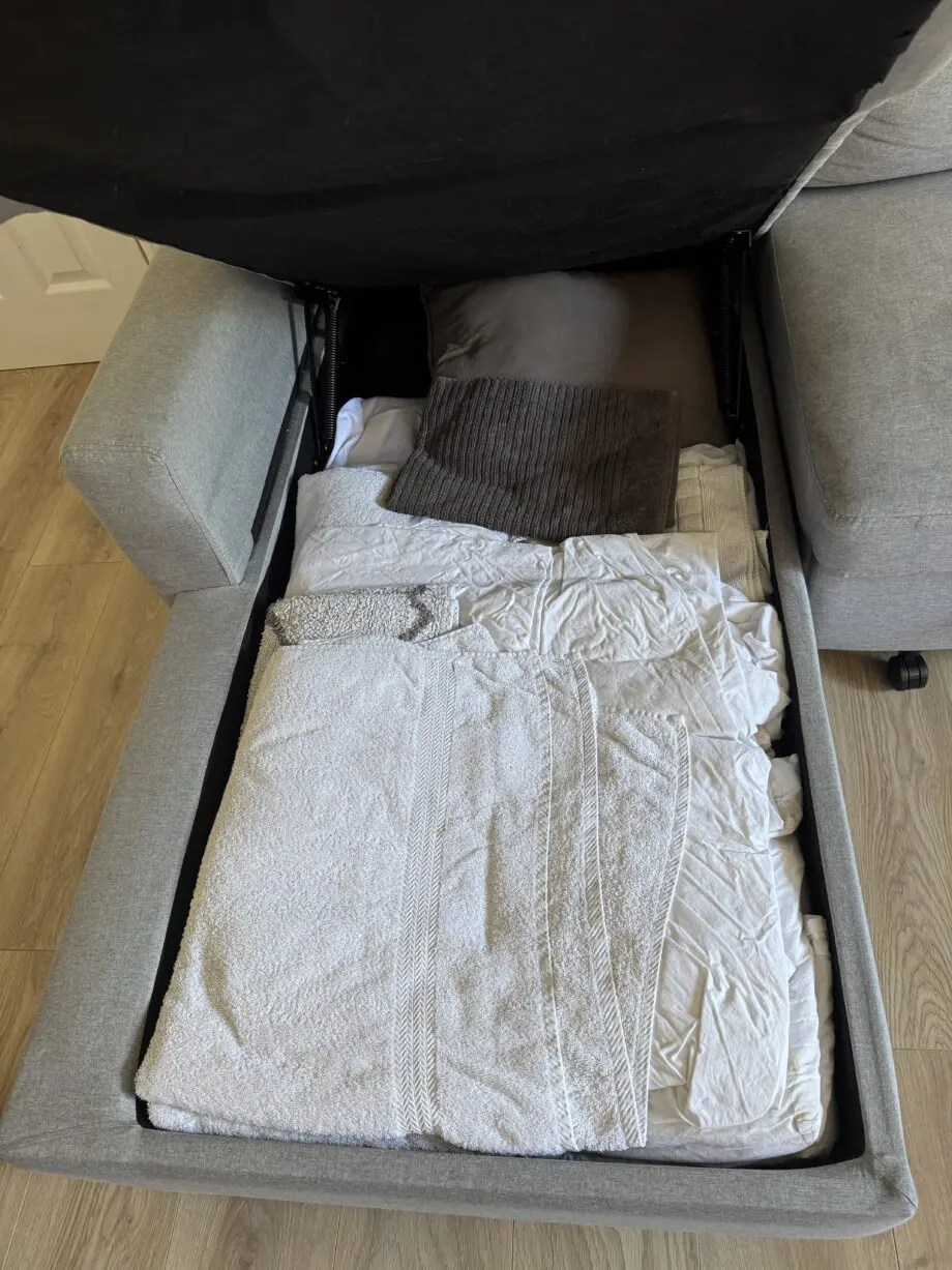 Left Facing Chaise Sofa Bed in Grey Linen