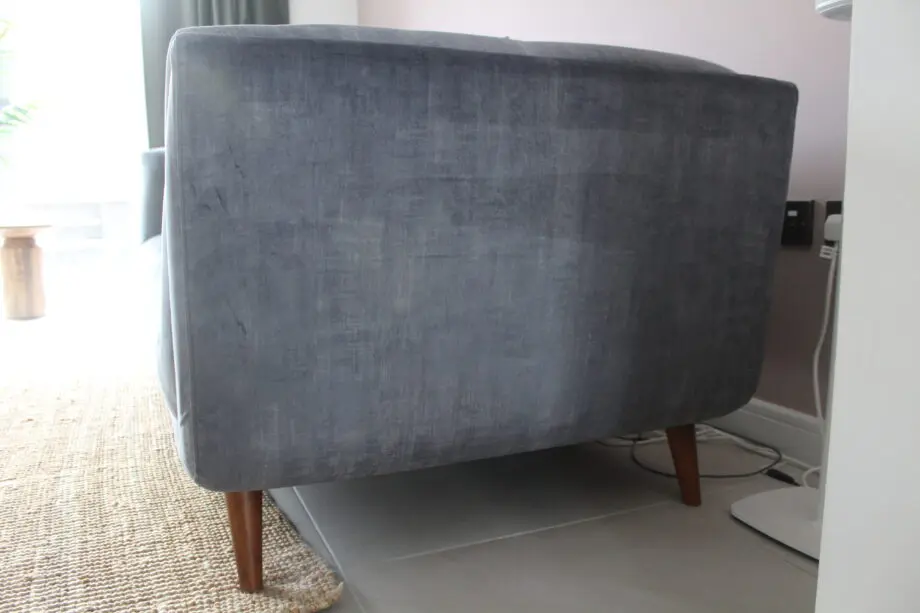 Furniture Village Heritage Granite Grey Velvet Rene 3 Seater Sofa + Footstool