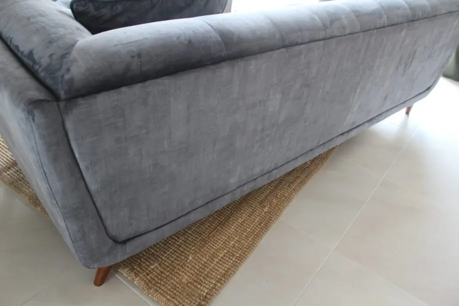 Furniture Village Heritage Granite Grey Velvet Rene 3 Seater Sofa + Footstool