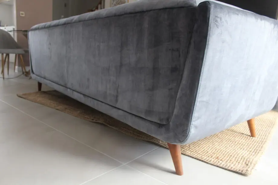 Furniture Village Heritage Granite Grey Velvet Rene 3 Seater Sofa + Footstool