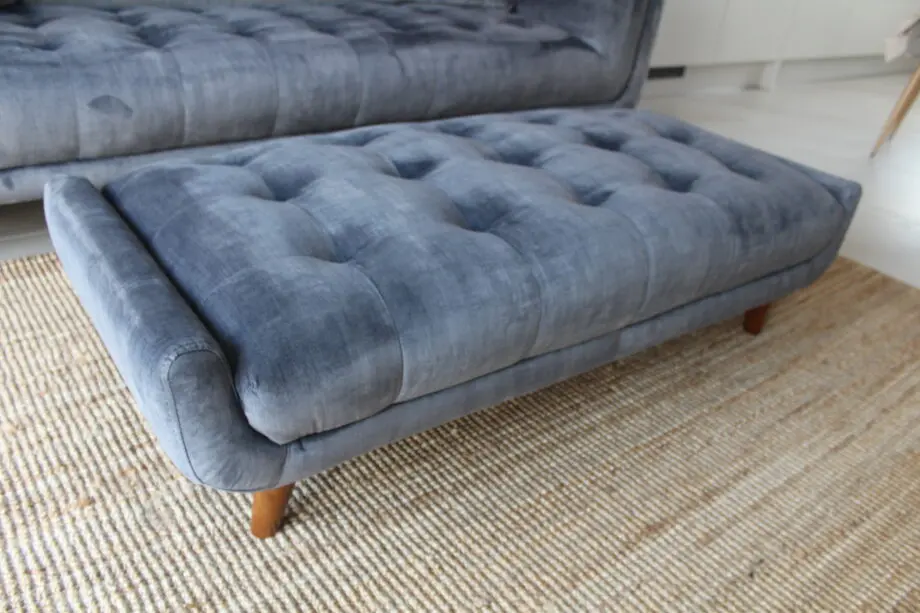 Furniture Village Heritage Granite Grey Velvet Rene 3 Seater Sofa + Footstool
