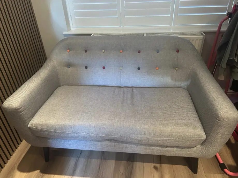 Made.com -Grey 2 Seat Sofa With Buttons