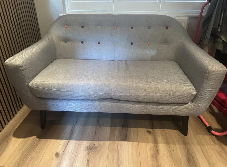 Made.com -Grey 2 Seat Sofa With Buttons