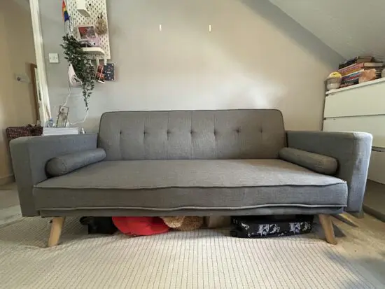 3 Seater Sofa Bed Adjustable Angle Sofa with Wooden Legs for Living Room Guest Room Office Light Gray