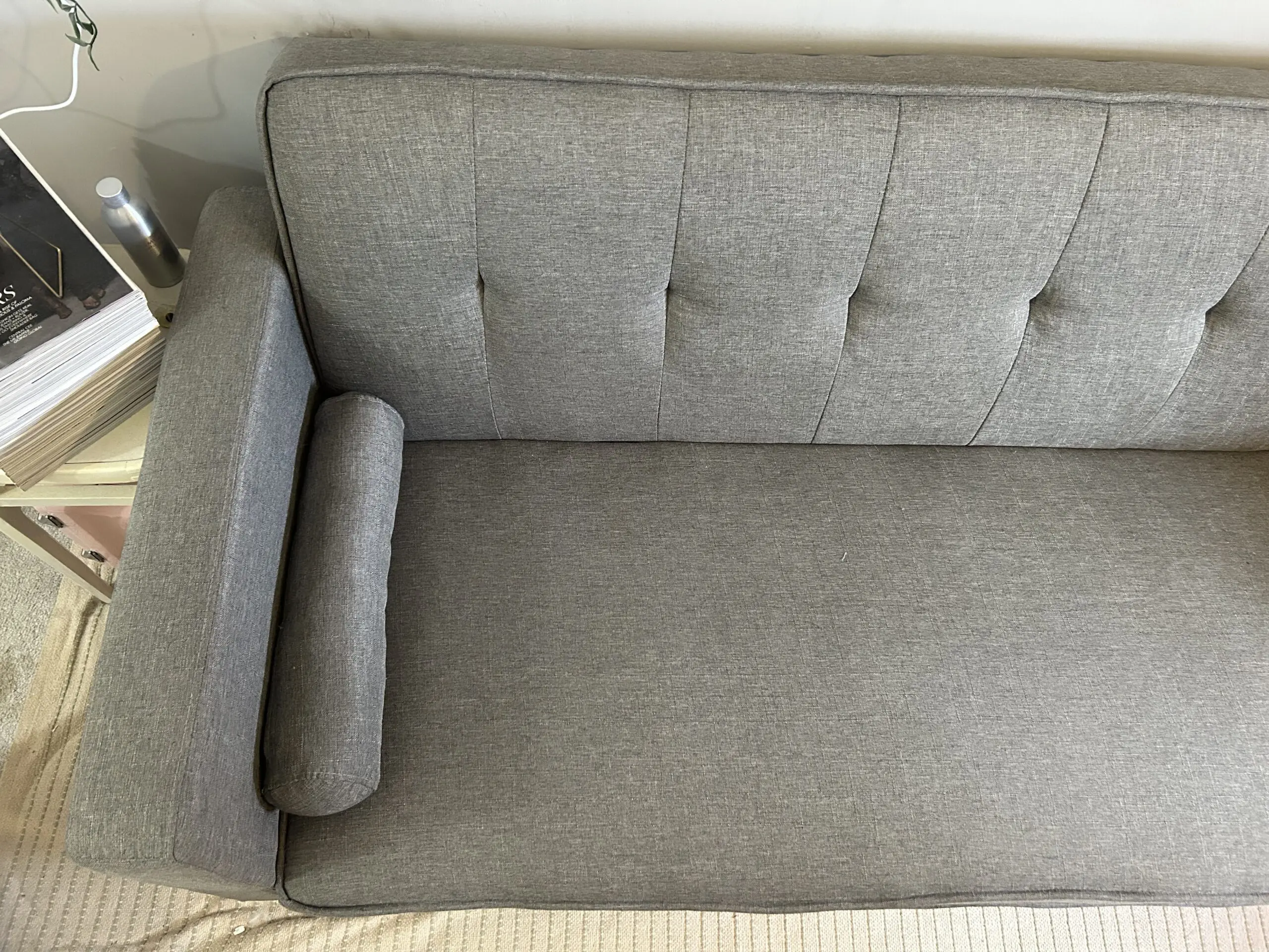 3 Seater Sofa Bed Adjustable Angle Sofa with Wooden Legs for Living Room Guest Room Office Light Gray