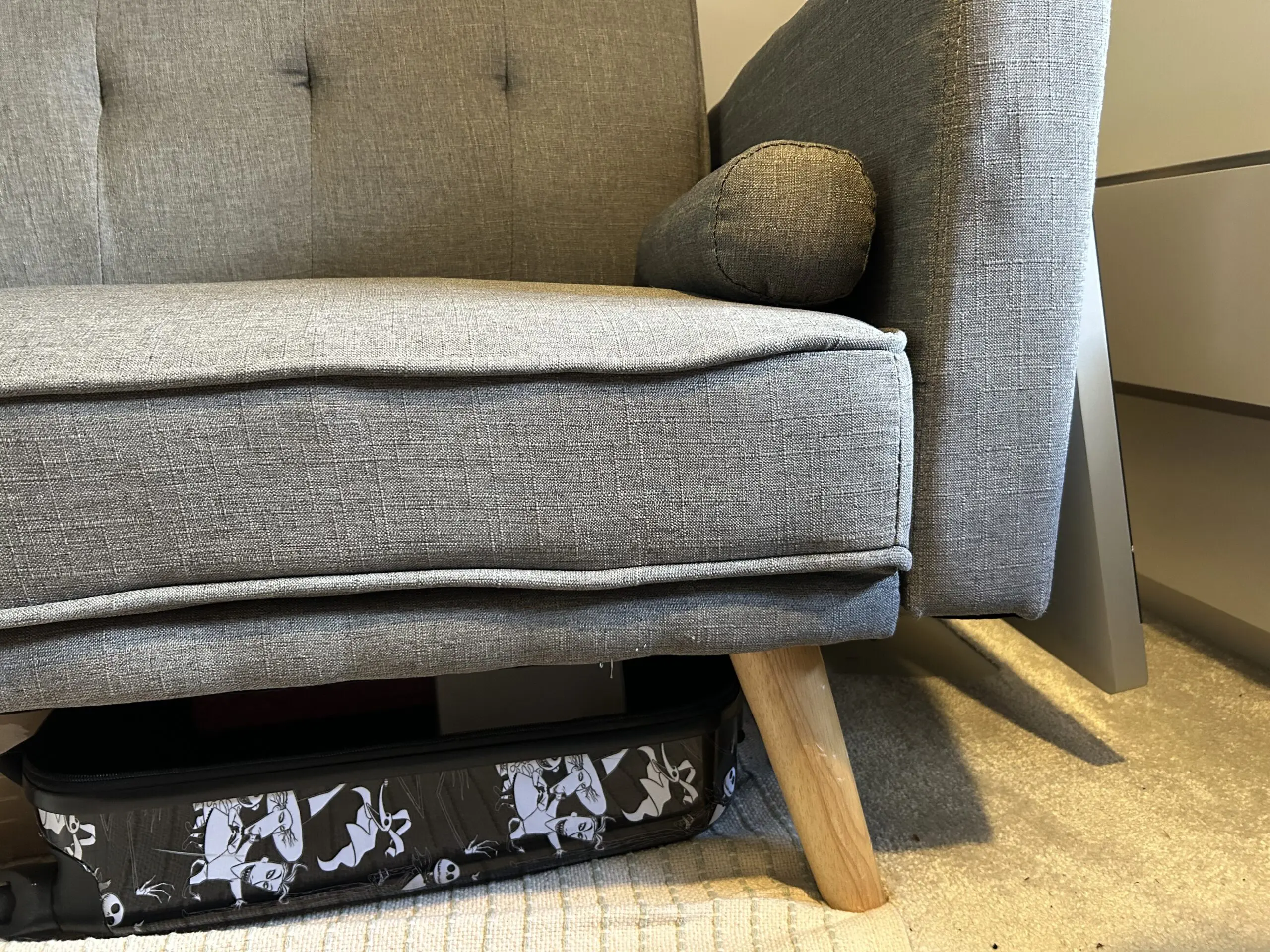 3 Seater Sofa Bed Adjustable Angle Sofa with Wooden Legs for Living Room Guest Room Office Light Gray