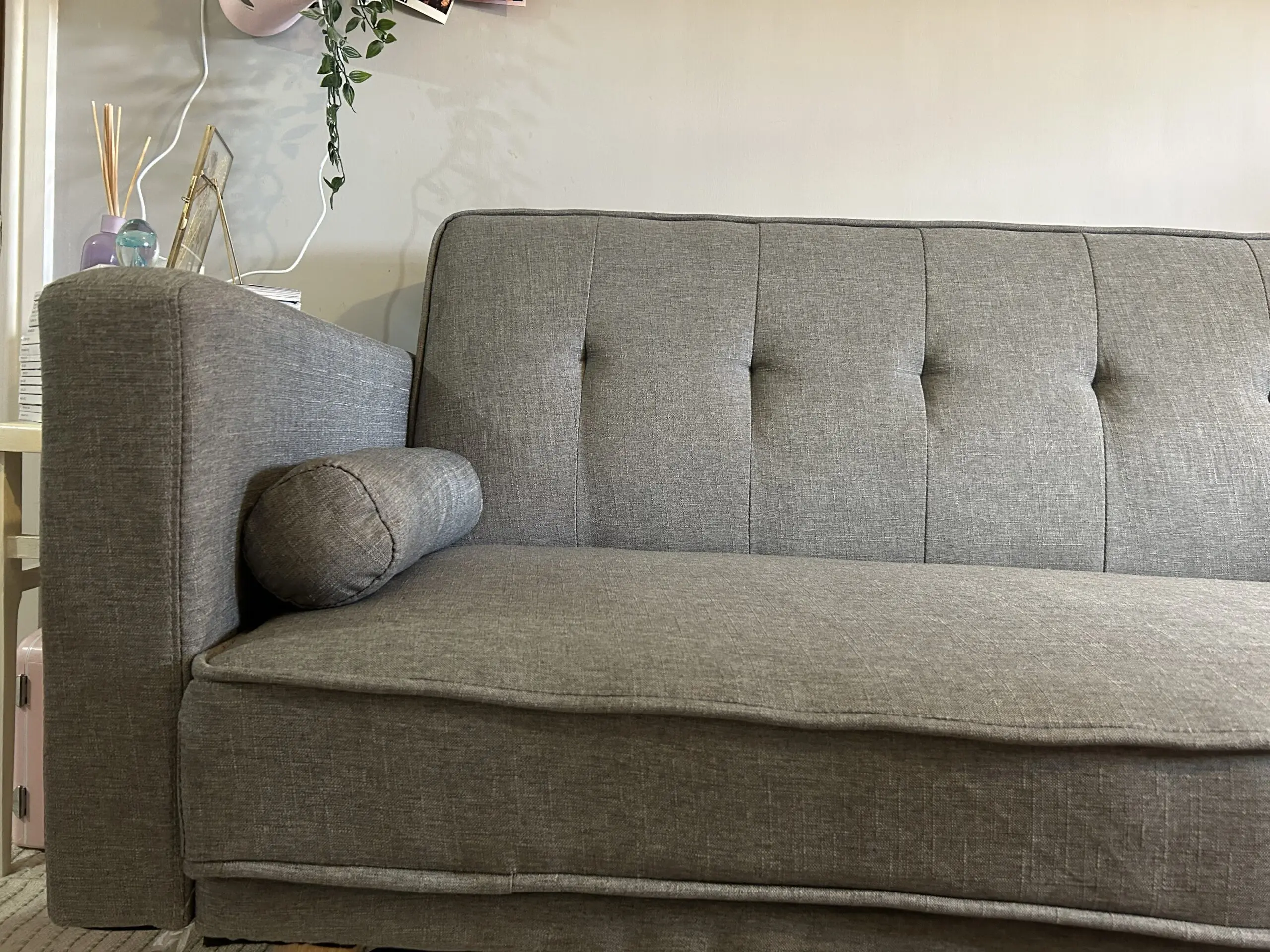 3 Seater Sofa Bed Adjustable Angle Sofa with Wooden Legs for Living Room Guest Room Office Light Gray