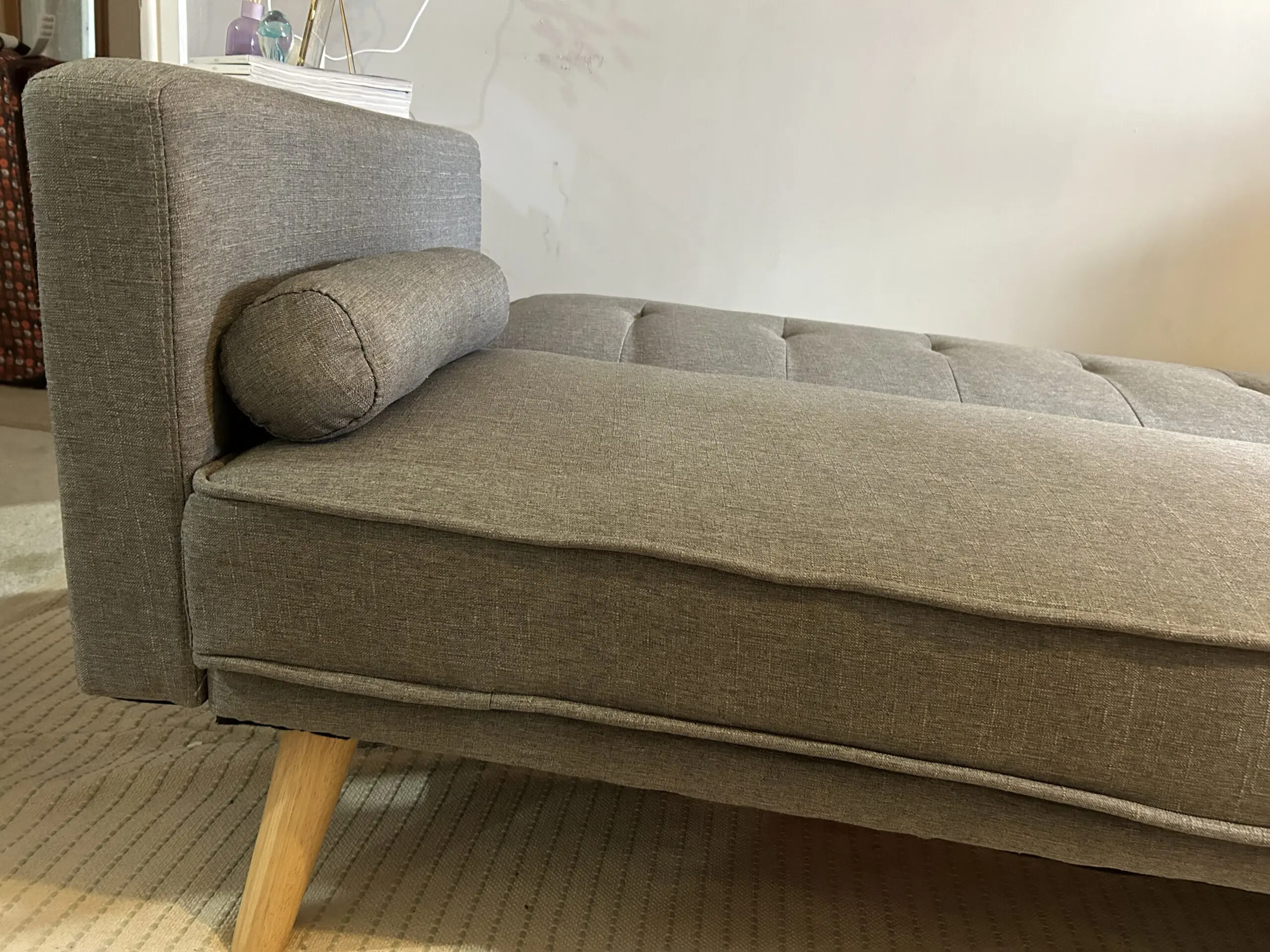3 Seater Sofa Bed Adjustable Angle Sofa with Wooden Legs for Living Room Guest Room Office Light Gray