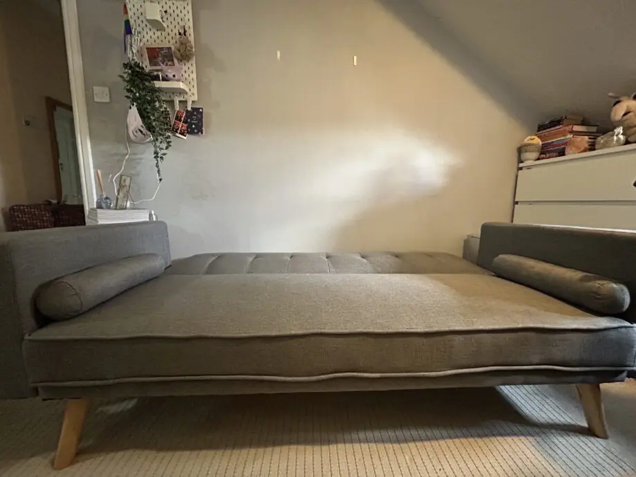 3 Seater Sofa Bed Adjustable Angle Sofa with Wooden Legs for Living Room Guest Room Office Light Gray