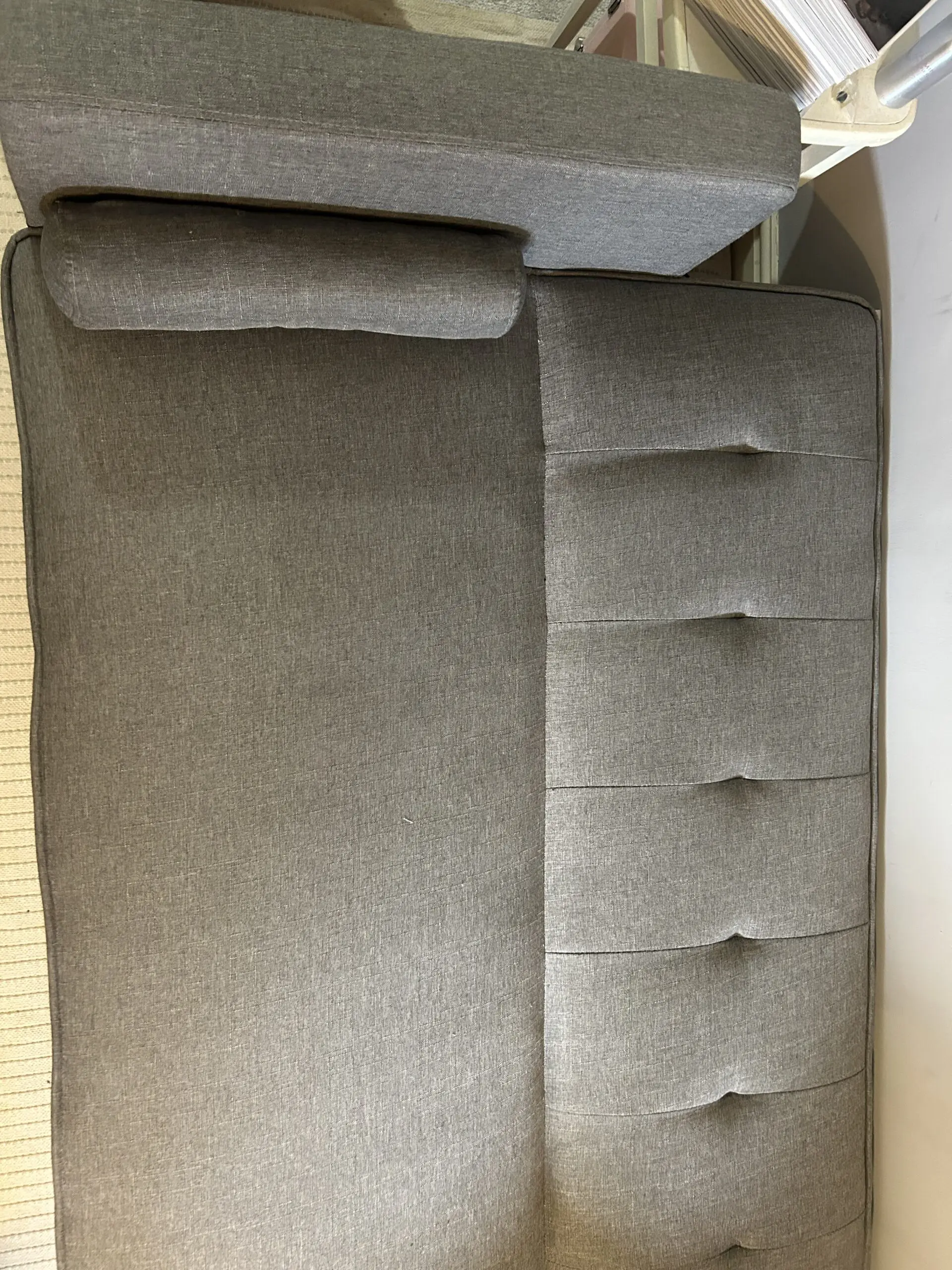 3 Seater Sofa Bed Adjustable Angle Sofa with Wooden Legs for Living Room Guest Room Office Light Gray
