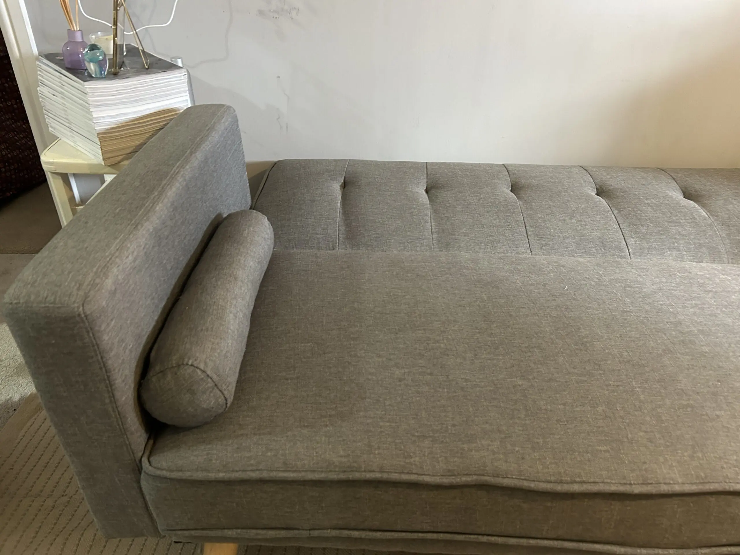 3 Seater Sofa Bed Adjustable Angle Sofa with Wooden Legs for Living Room Guest Room Office Light Gray