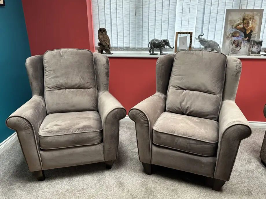 Sofology Brushed Velvet Armchairs in Taupe