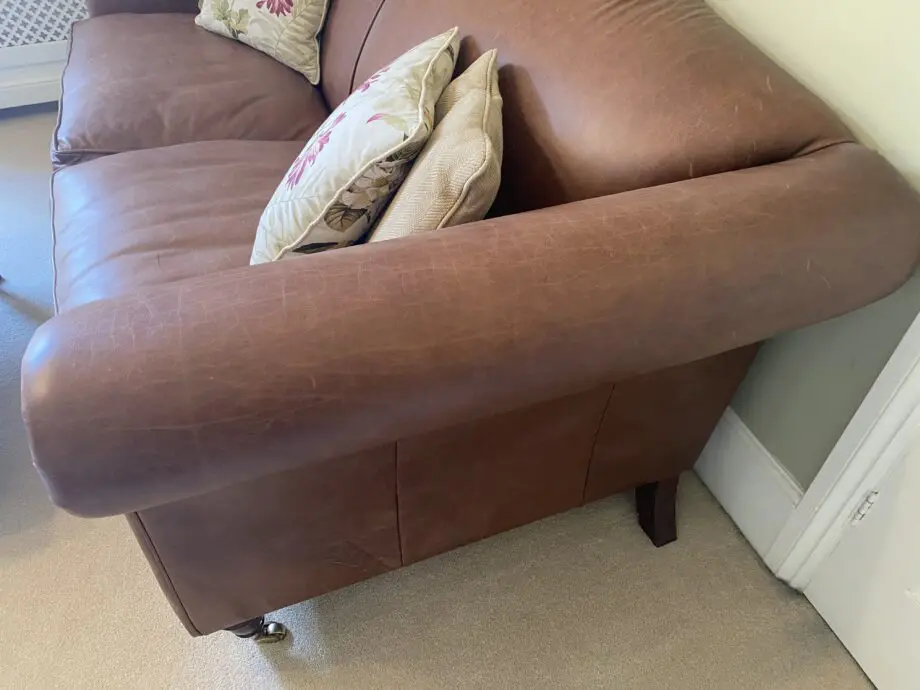 Laura Ashley Gloucester Large 2 Seater Brown Leather Sofa & Footstool