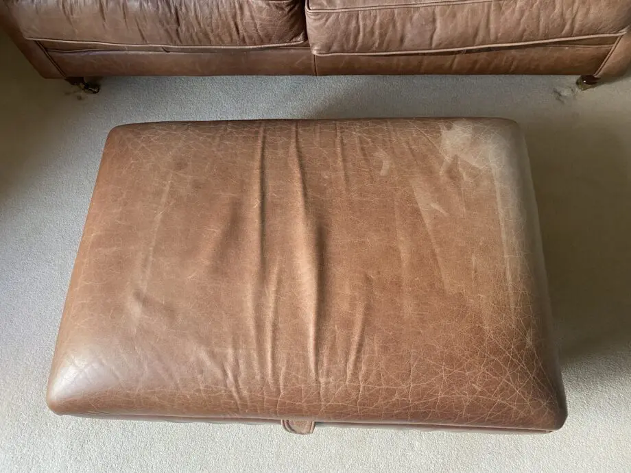 Laura Ashley Gloucester Large 2 Seater Brown Leather Sofa & Footstool