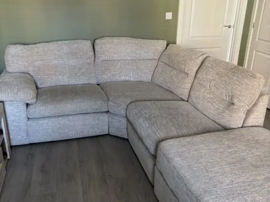 Oak Furniture Land Morgan 3 Seater Modular Sofa and footstool with storage - Silver Fabric