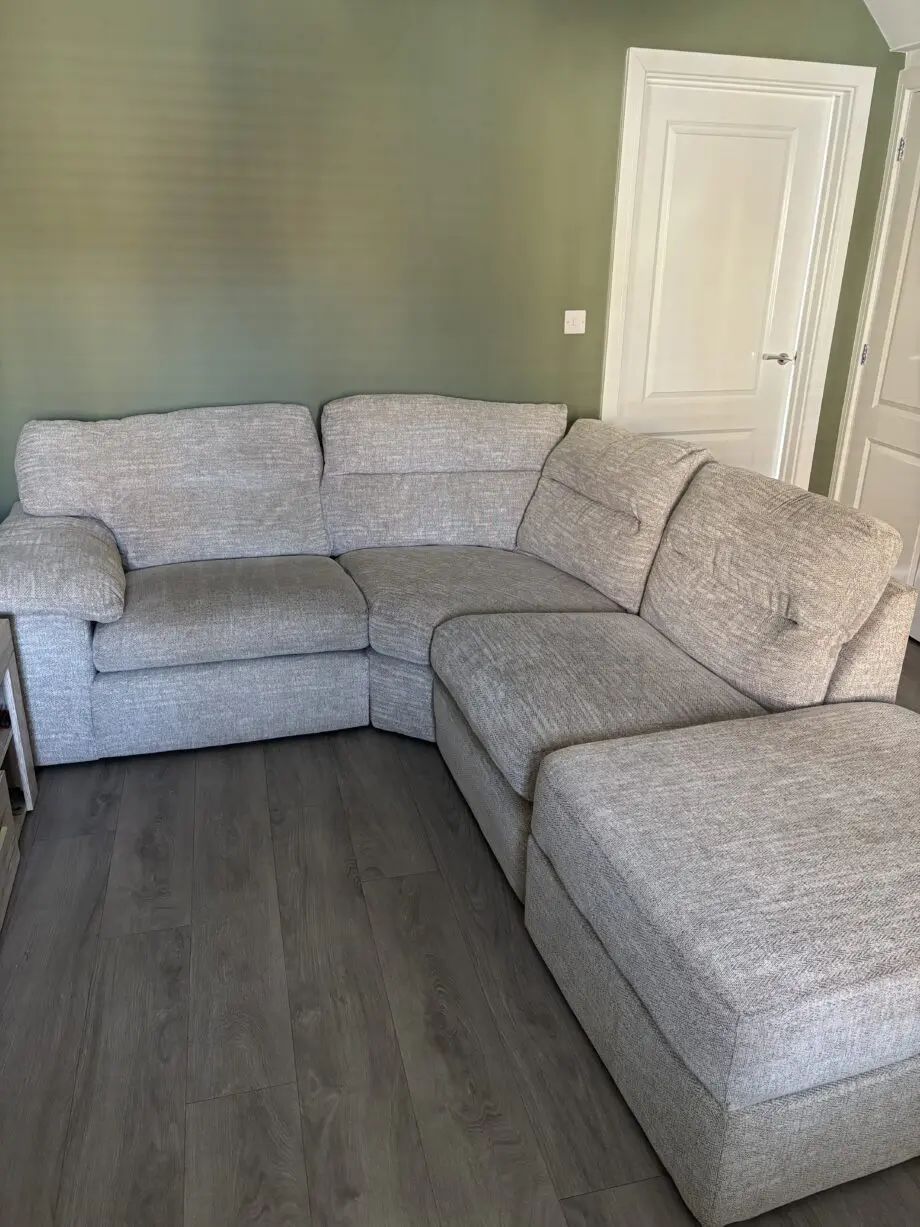 Oak Furniture Land Morgan 3 Seater Modular Sofa and footstool with storage - Silver Fabric