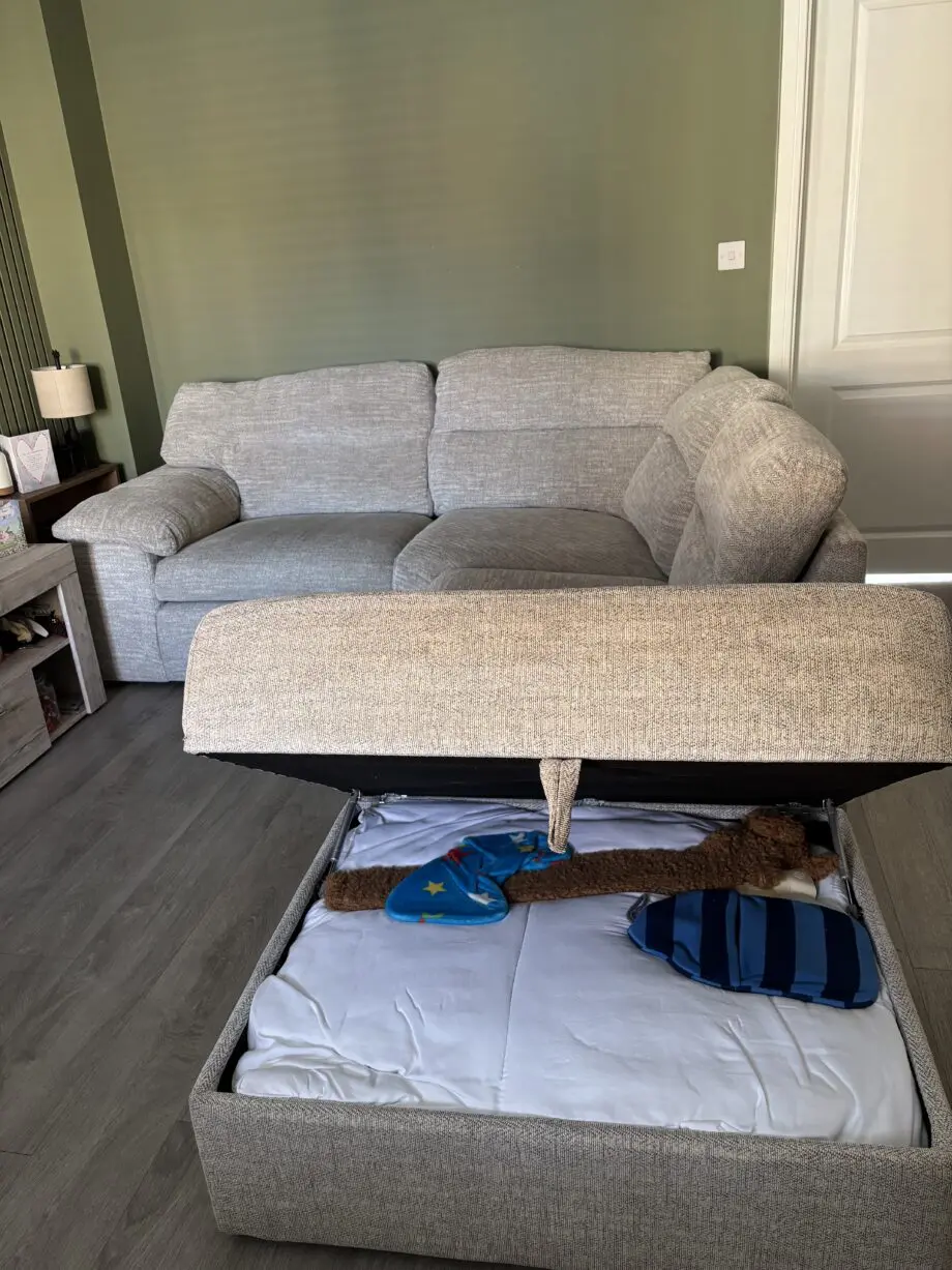 Oak Furniture Land Morgan 3 Seater Modular Sofa and footstool with storage - Silver Fabric
