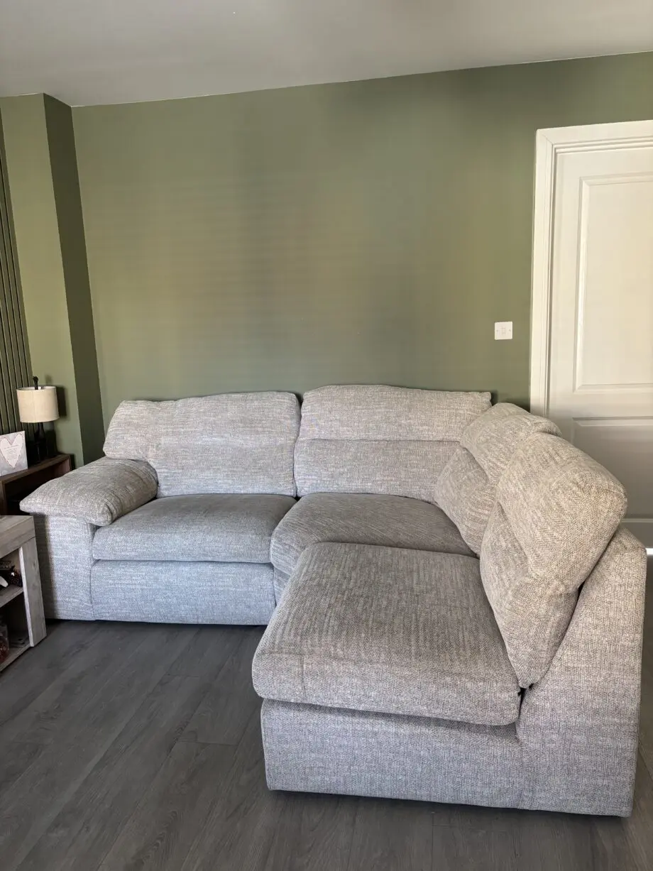 Oak Furniture Land Morgan 3 Seater Modular Sofa and footstool with storage - Silver Fabric