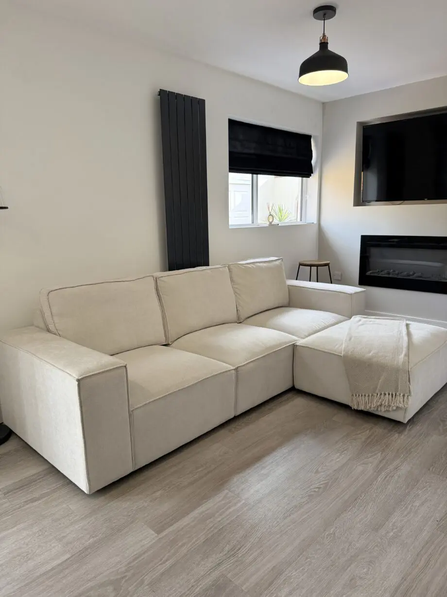 Dusk Brooklyn 3 Seater + Pouffe in Ivory