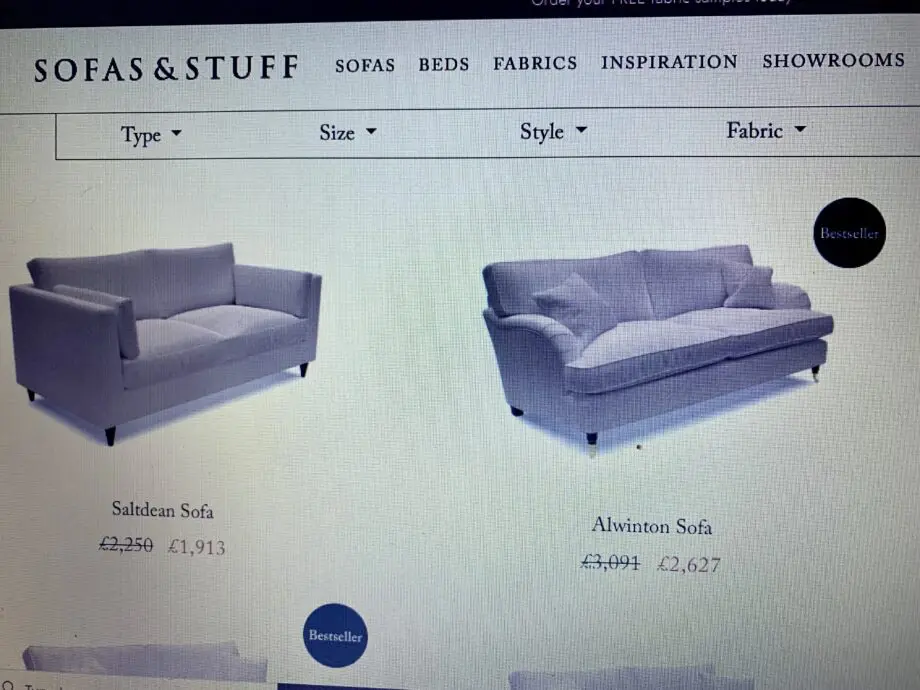 Pale blue Sofas & Stuff 3 seater sofa