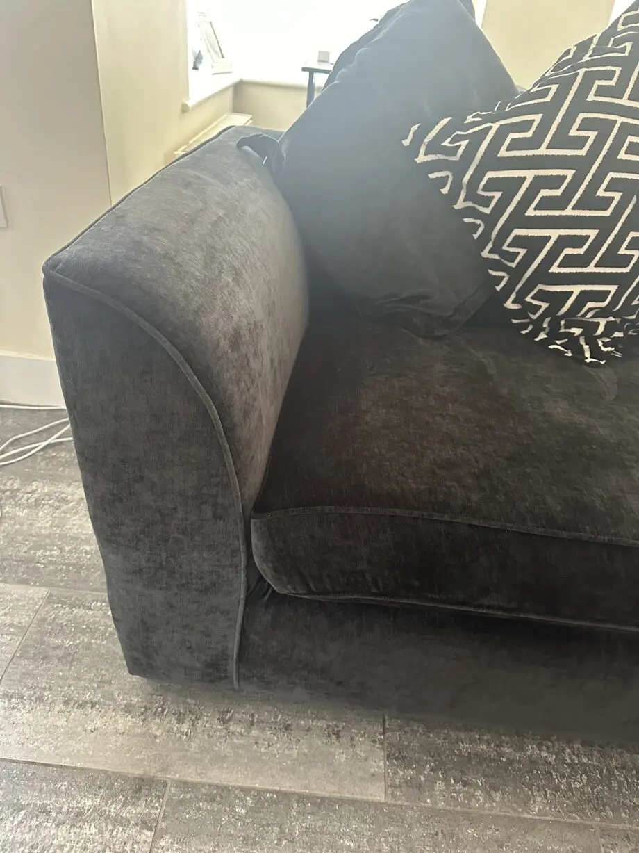 DFS Loleta 3 Seater Lounger Pillow Back Black Crushed Velvet