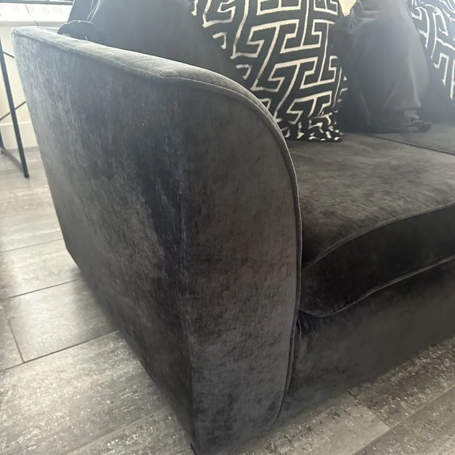 DFS Loleta 3 Seater Lounger Pillow Back Black Crushed Velvet