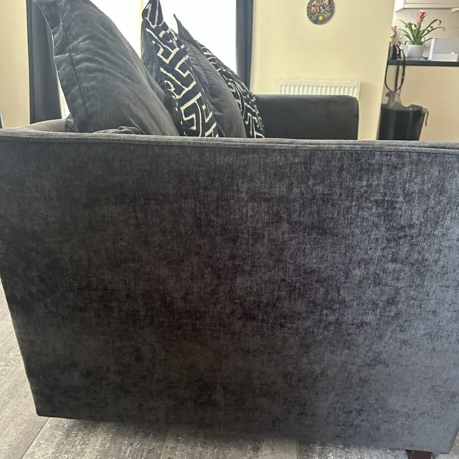 DFS Loleta 3 Seater Lounger Pillow Back Black Crushed Velvet