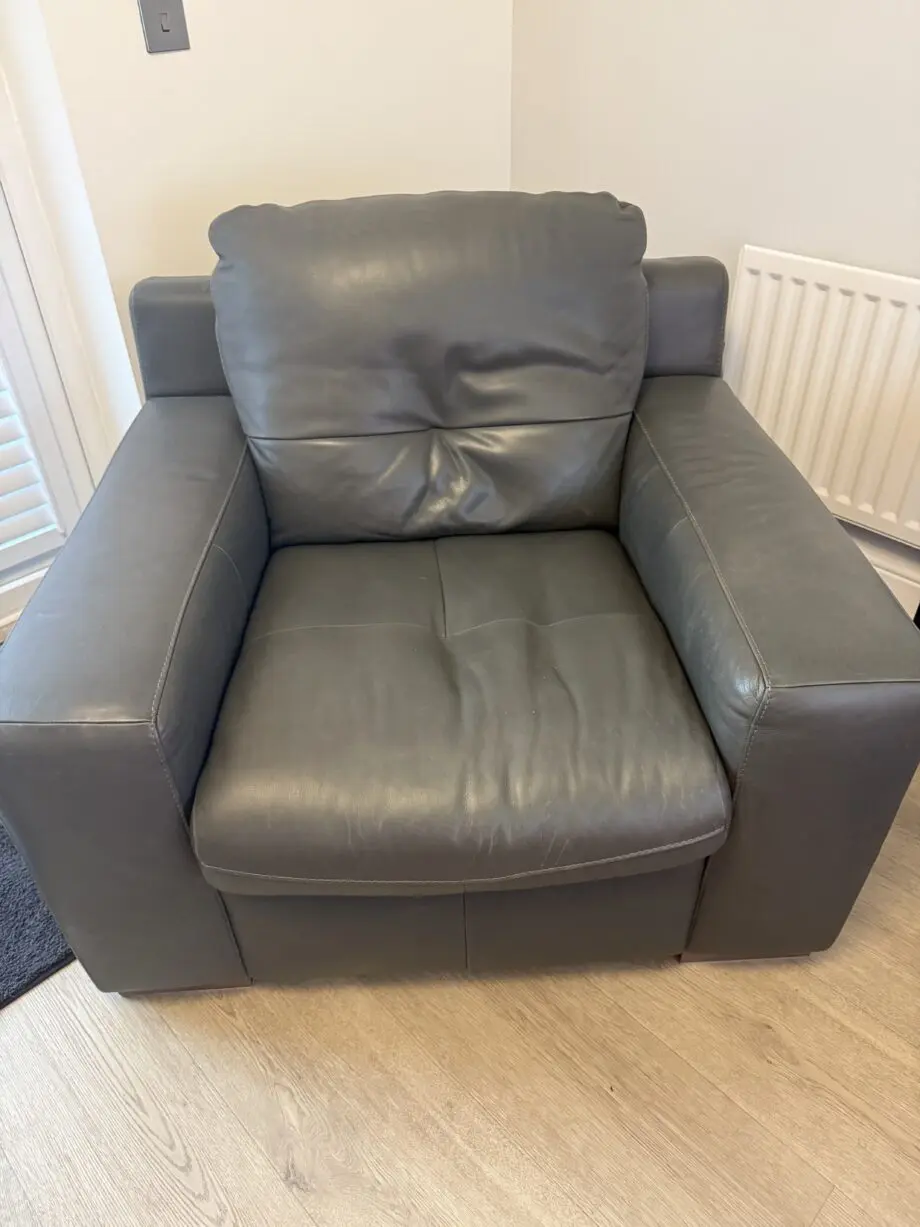 Housing units Aniline grey leather sofa and chair
