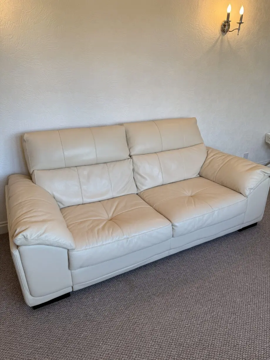 DFS cream leather sofa 3 seater