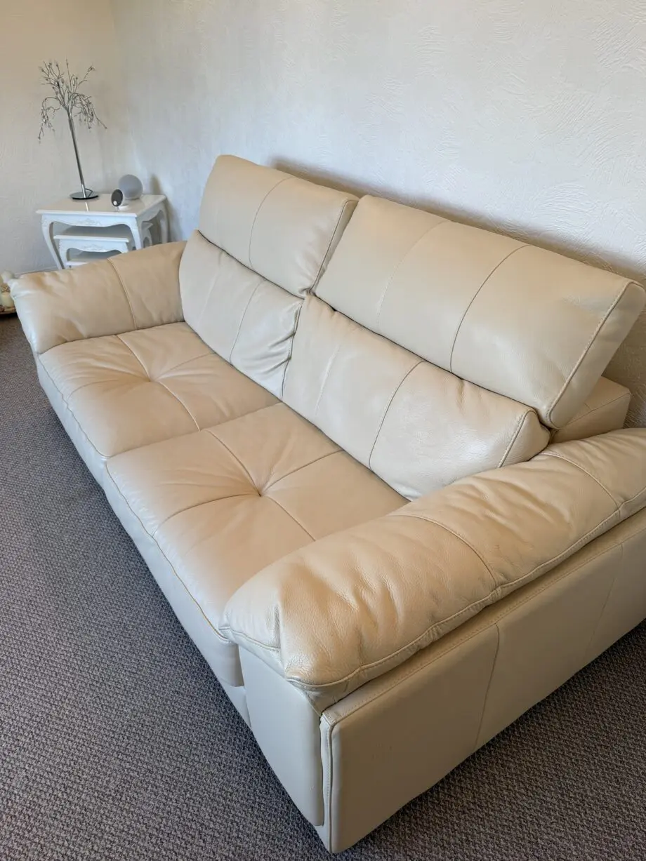 DFS cream leather sofa 3 seater