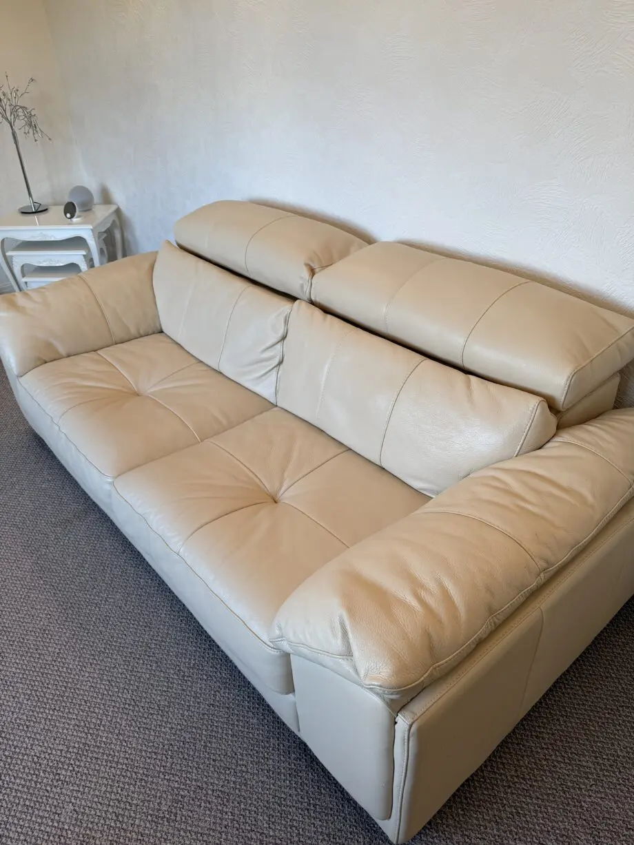 DFS cream leather sofa 3 seater