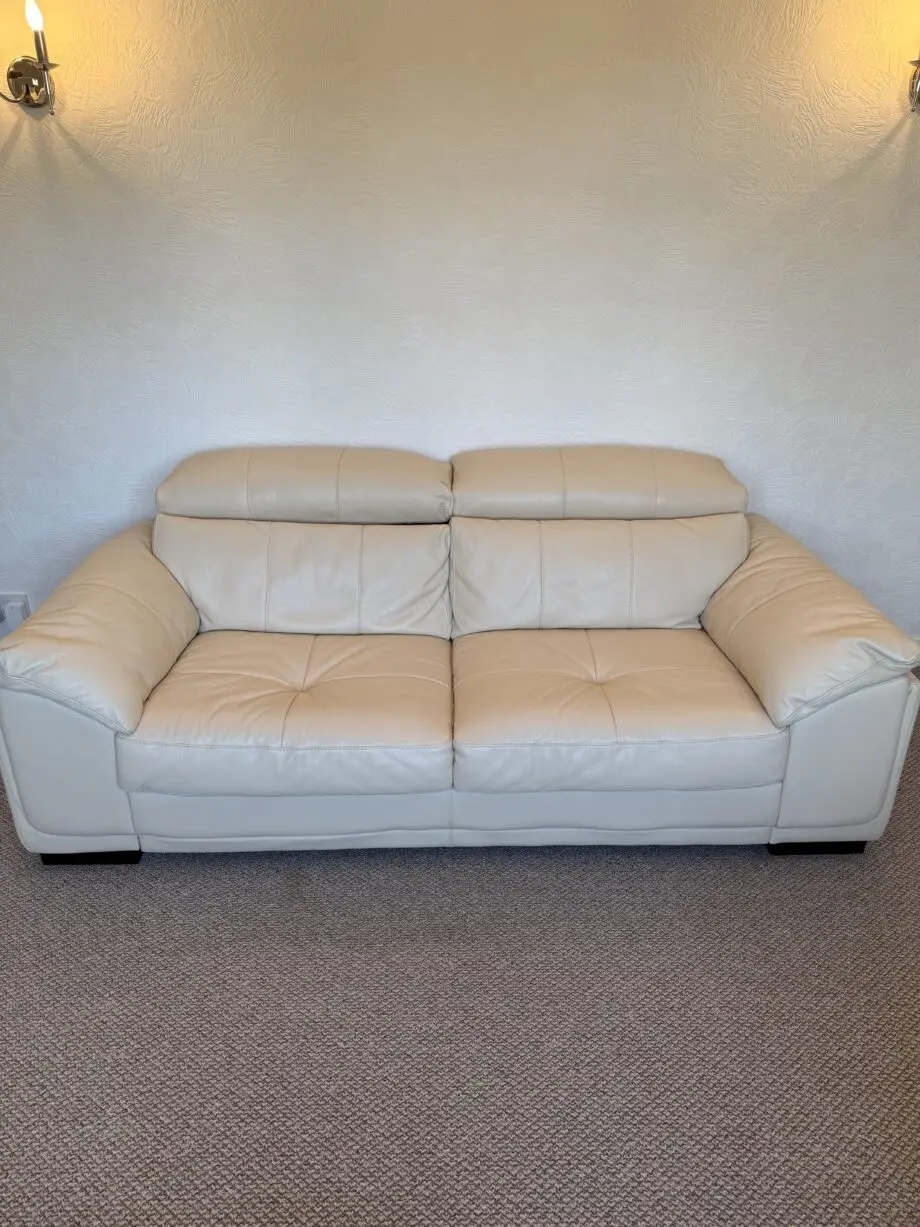 DFS cream leather sofa 3 seater