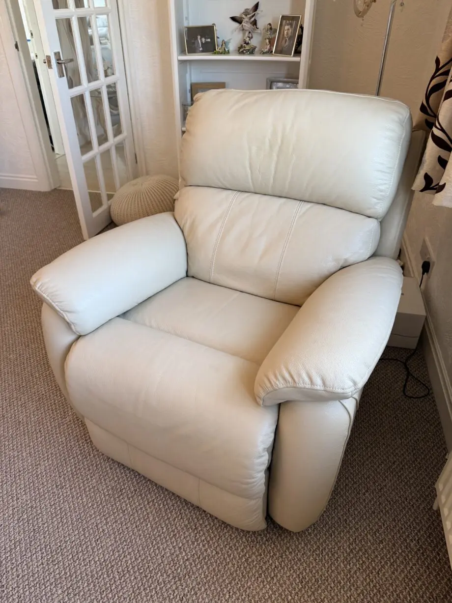 DFS cream electric recliner chair