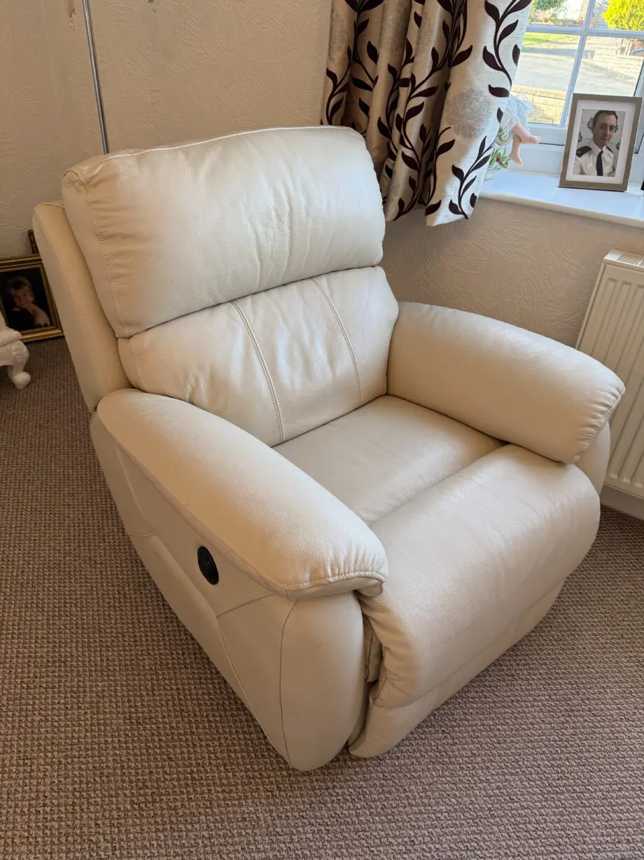 DFS cream electric recliner chair