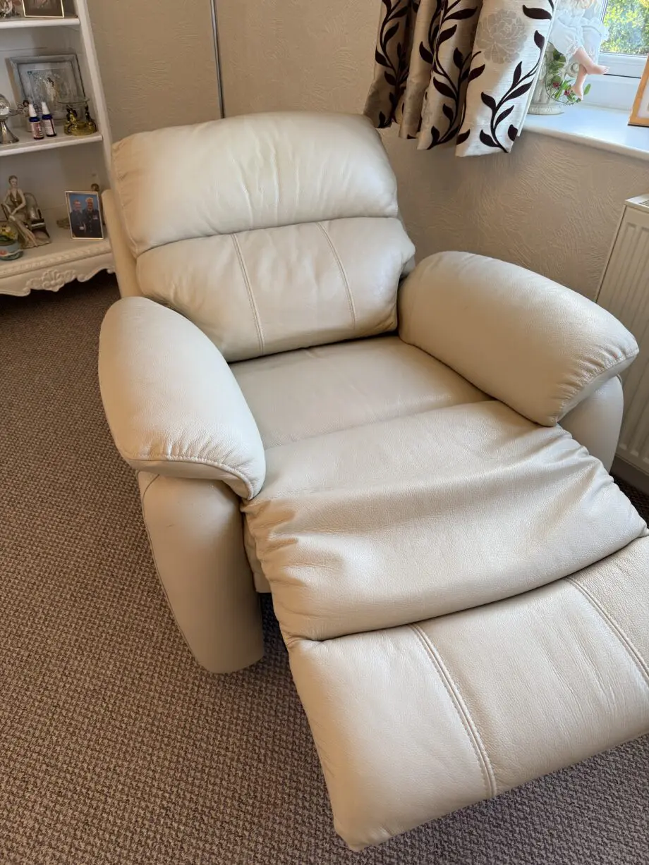 DFS cream electric recliner chair