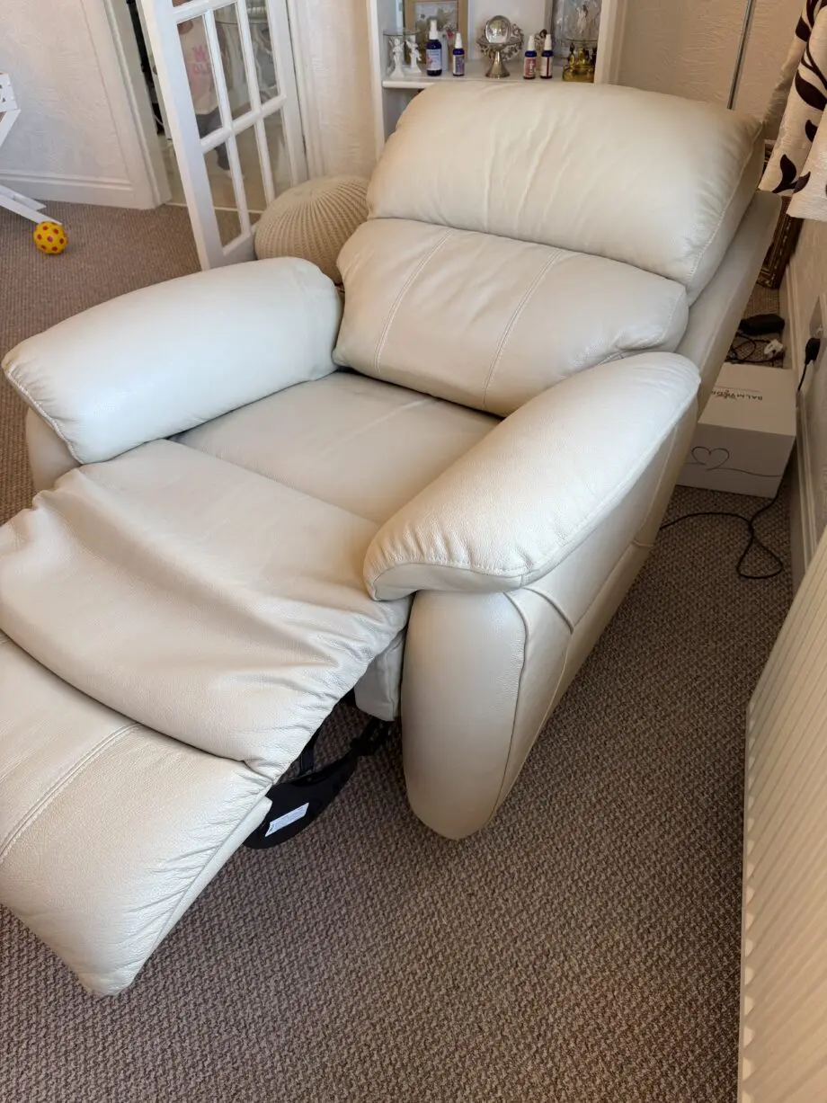 DFS cream electric recliner chair