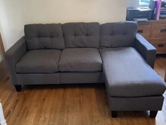 HOMCOM Light Grey Corner Sofa Chaise Lounge 3 Seater Couch