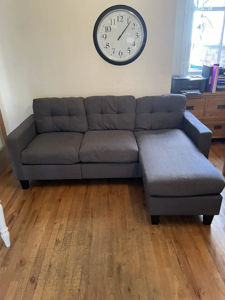 HOMCOM Light Grey Corner Sofa Chaise Lounge 3 Seater Couch