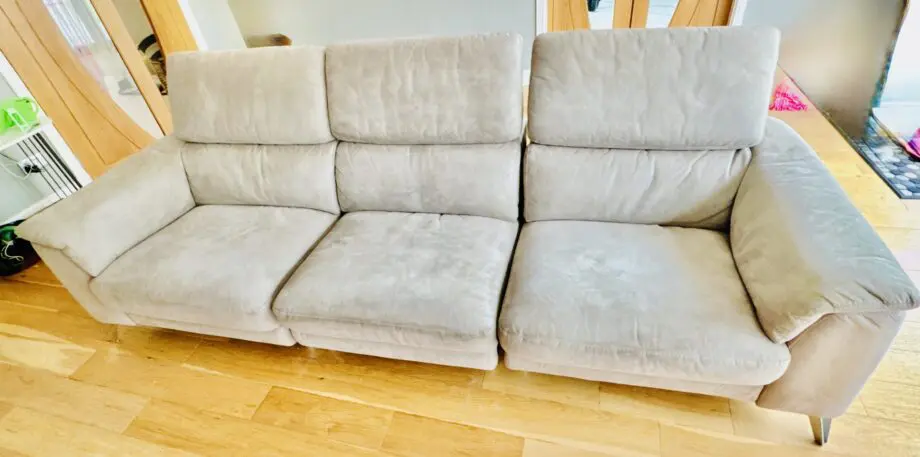Tan Beige 3 Seat Sofa with adjustable head rest