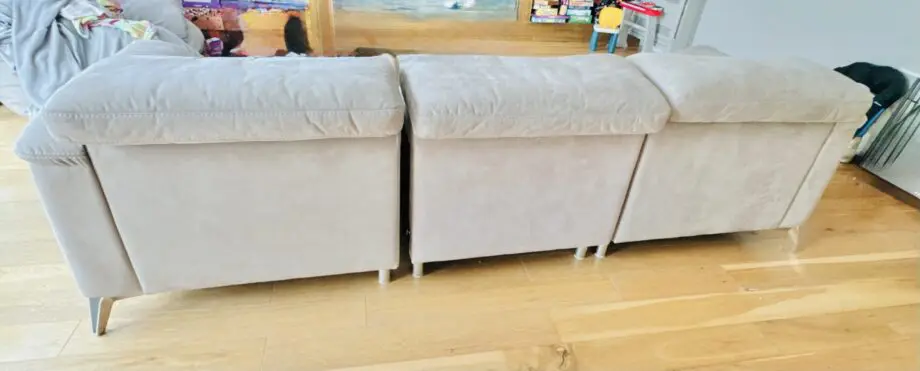 Tan Beige 3 Seat Sofa with adjustable head rest
