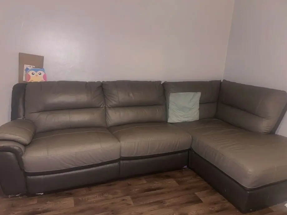 Scs grey leather corner and large 3 seater