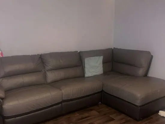 Scs grey leather corner and large 3 seater
