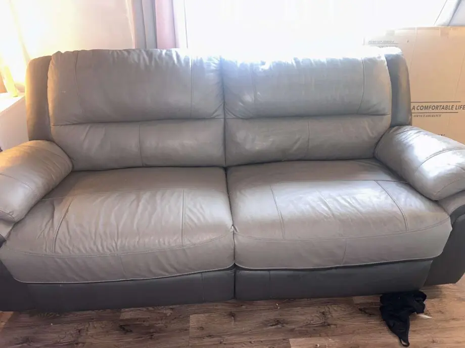 Scs grey leather corner and large 3 seater