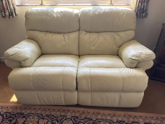 Cream Leather Sofa Set