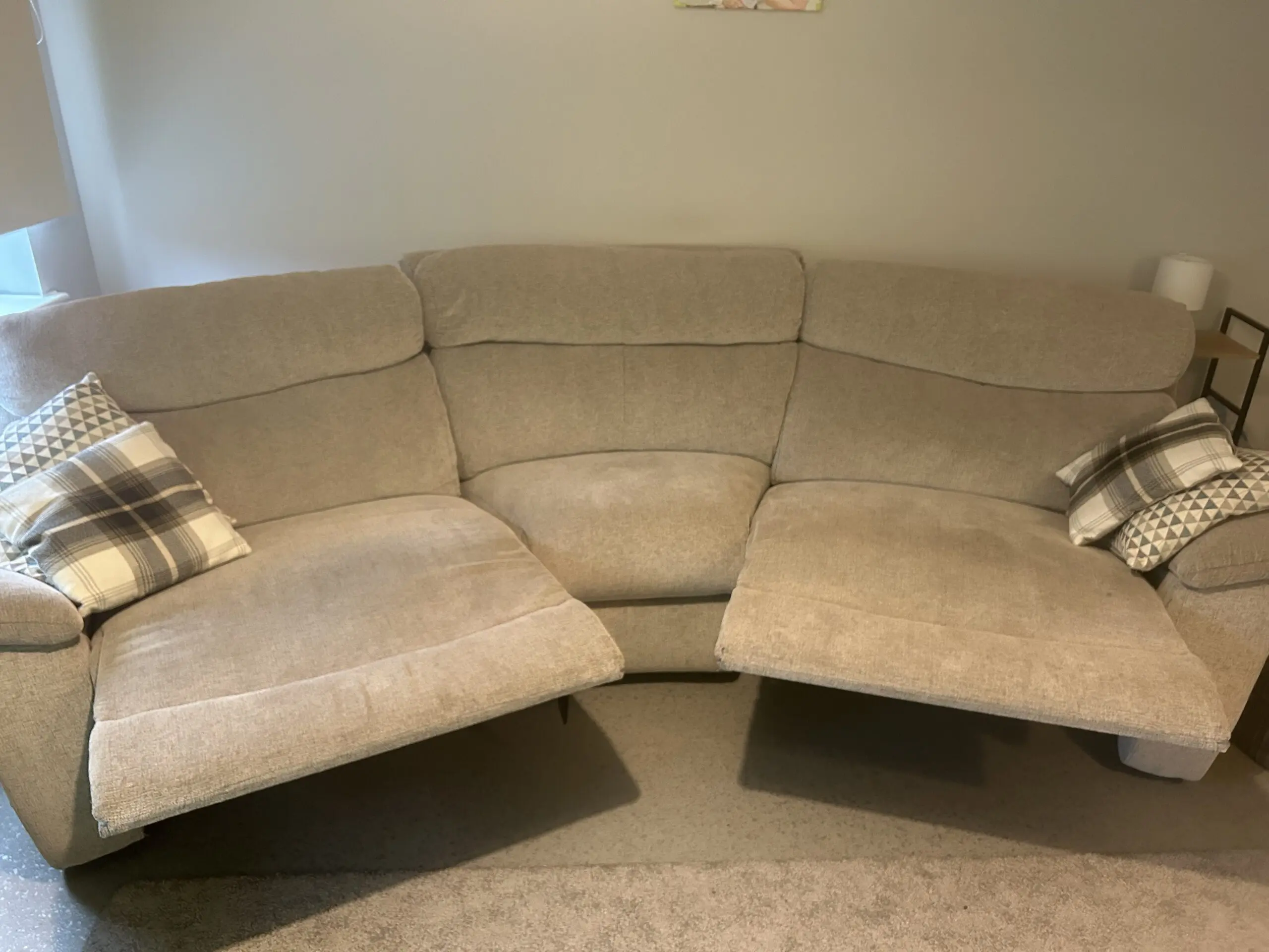 SCS Grey Living Cloud Fabric 4 Seater Curved Recliner Sofa