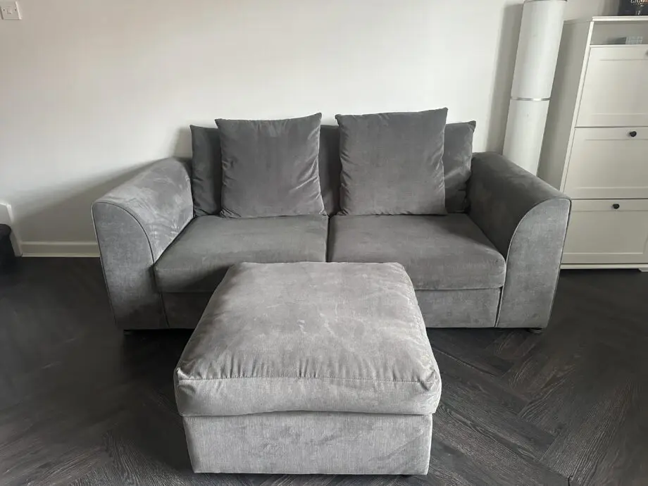 Sofa Club Chelsea range - 3 Seater Graphite with foot stool - 2 Seater Silver